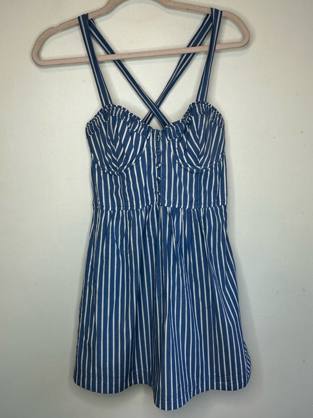 Abercrombie & Fitch A&F Blue & White Striped Bustier Sweetheart Dress Medium M
